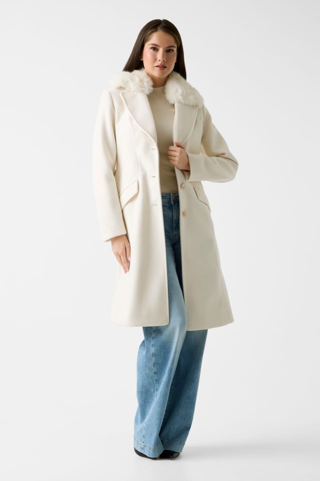 Wool-blend belted coat