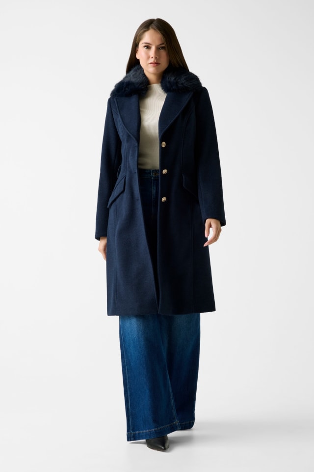 Wool-blend belted coat