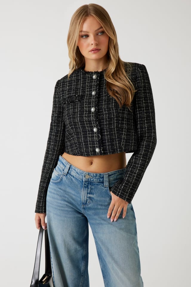 Casaco curto de tweed