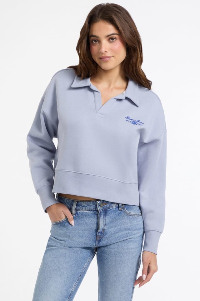 Sweatshirt curta com gola de polo