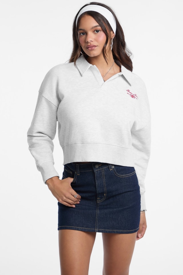 Sweatshirt curta com gola de polo