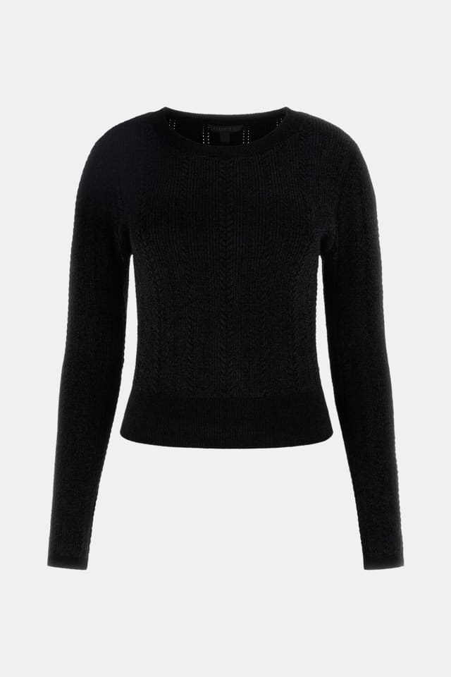 Camisola curta de malha entrançada