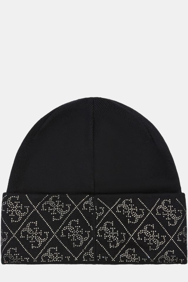 Berretto con logo in strass