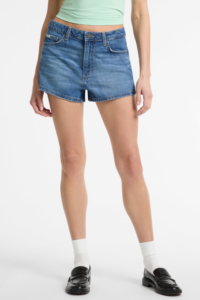 High rise denim shorts