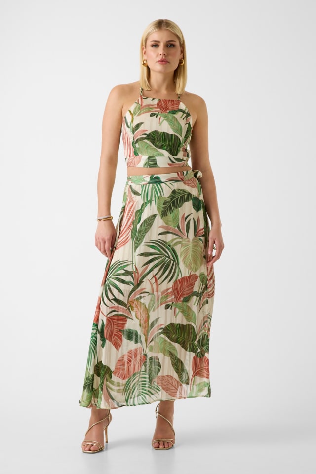 Floral-print wrap skirt