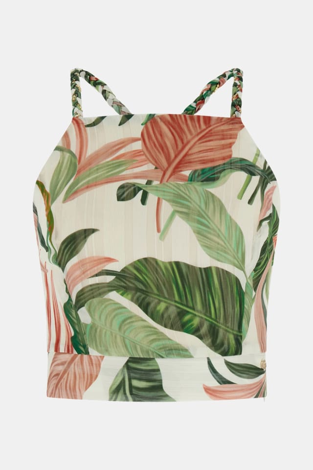 Top curto com estampado floral