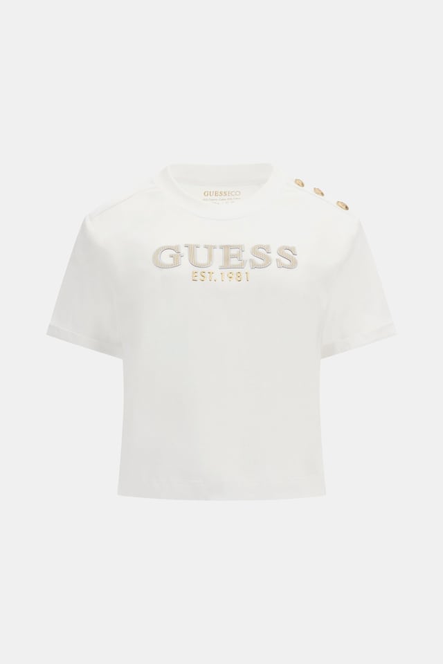 Camiseta con logotipo cropped boxy