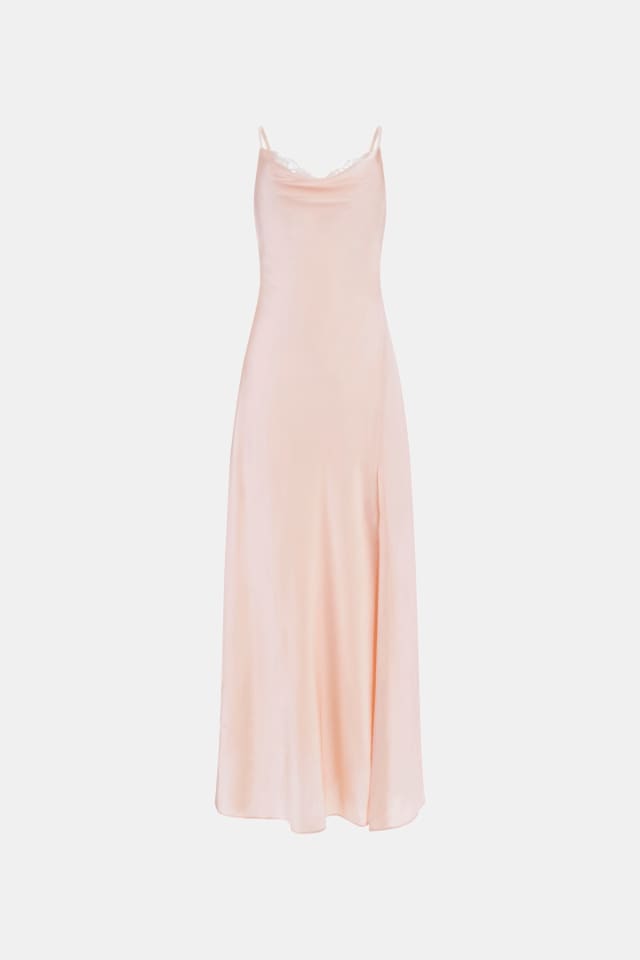 Vestido slip comprido de cetim