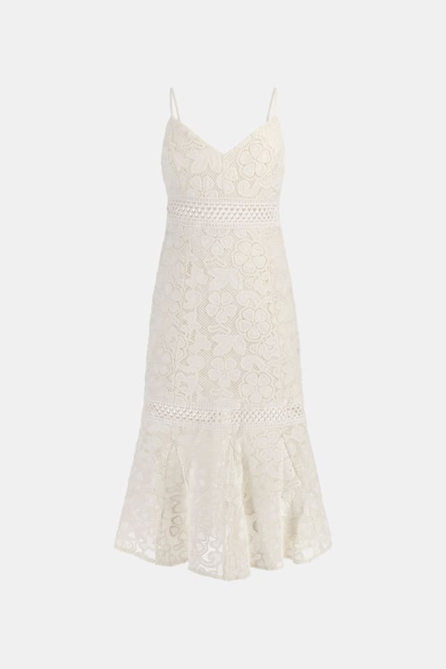 Vestido midi de renda