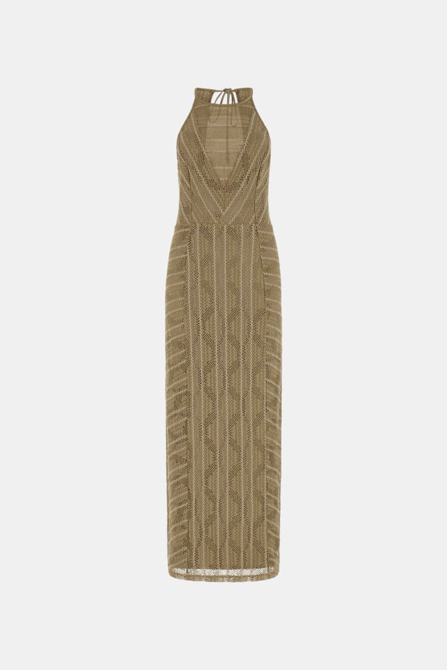 Vestido comprido cintado