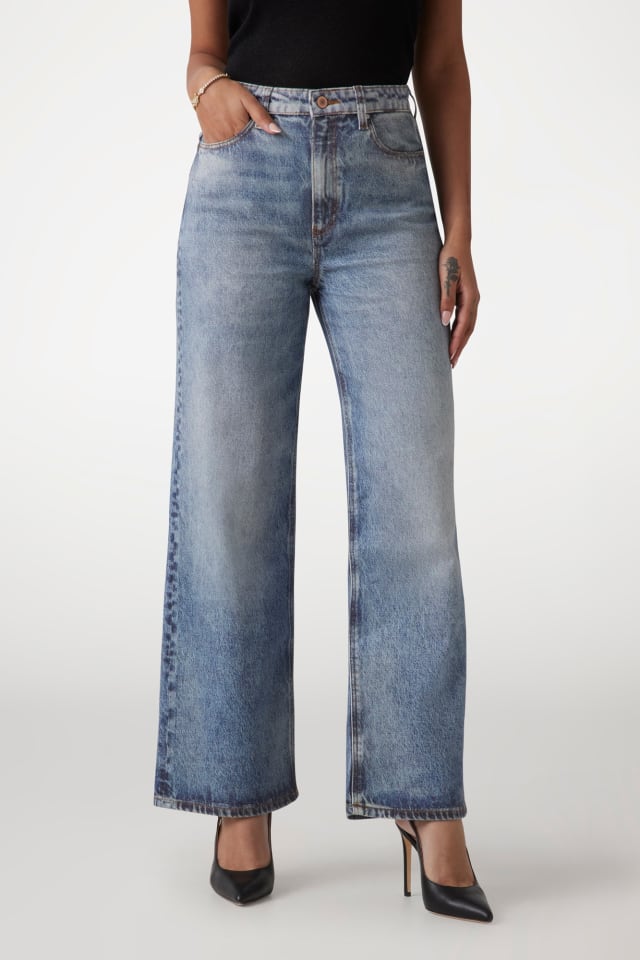 Jeans wide leg stampati
