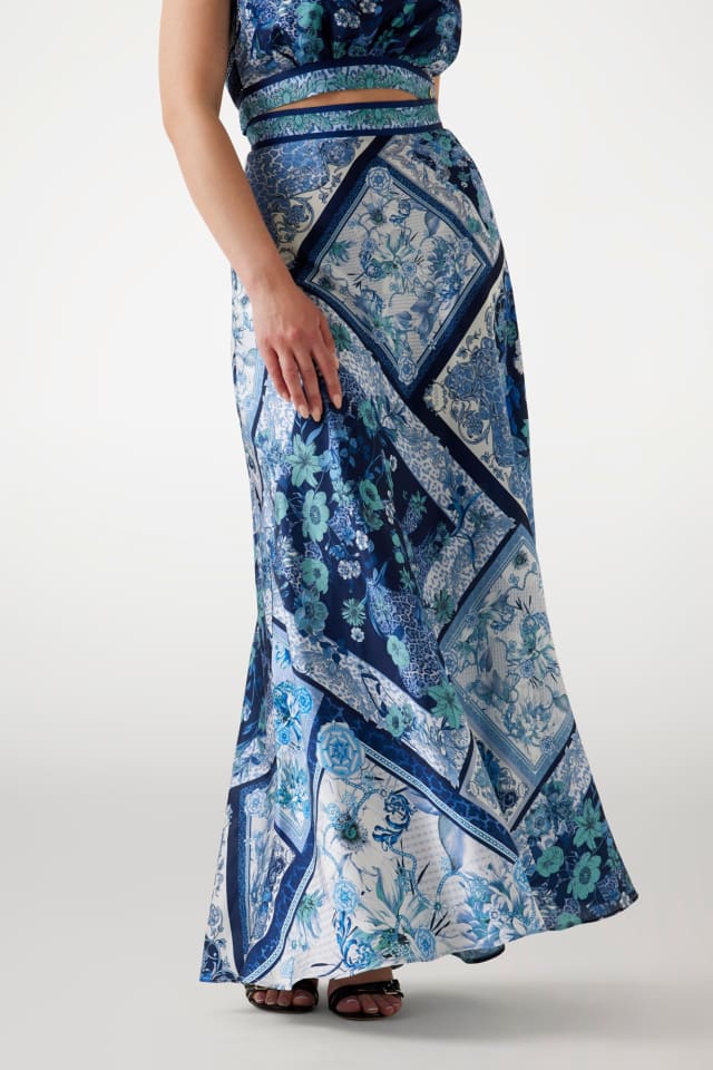Saia comprida com estampado foulard