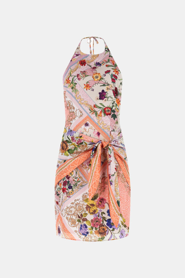 Vestido mini com estampado foulard