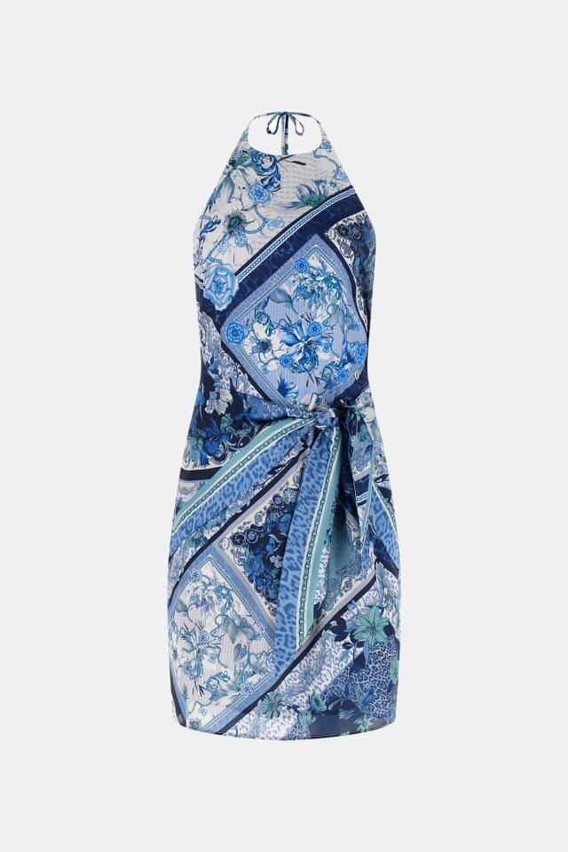 Vestido mini com estampado foulard