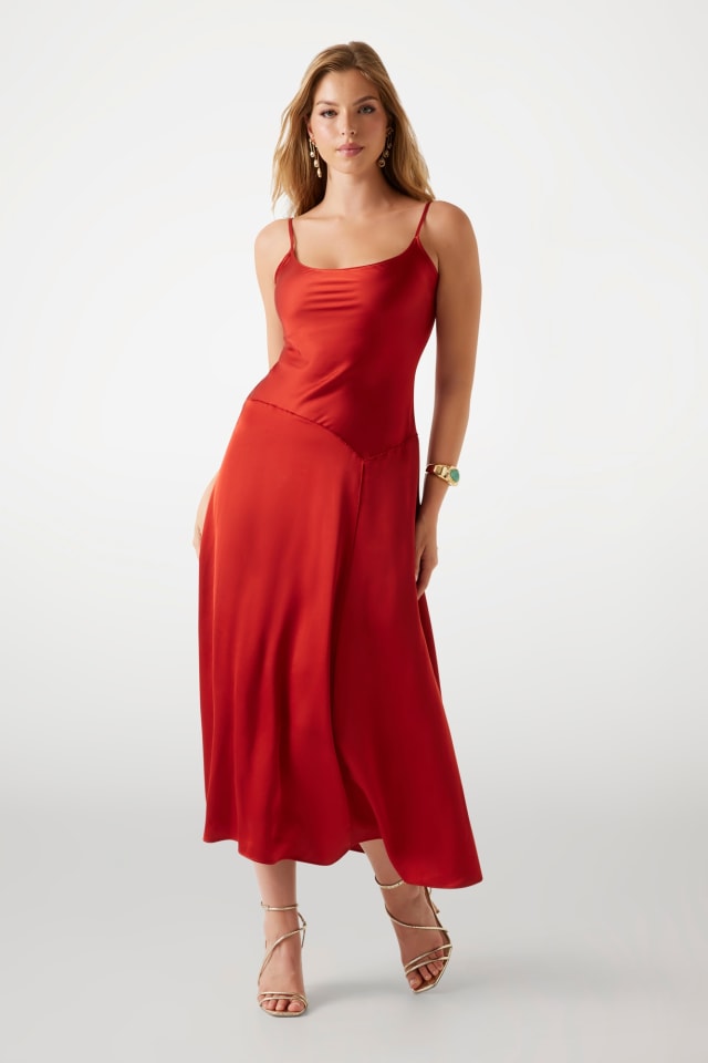 Vestido largo fit-and-flare