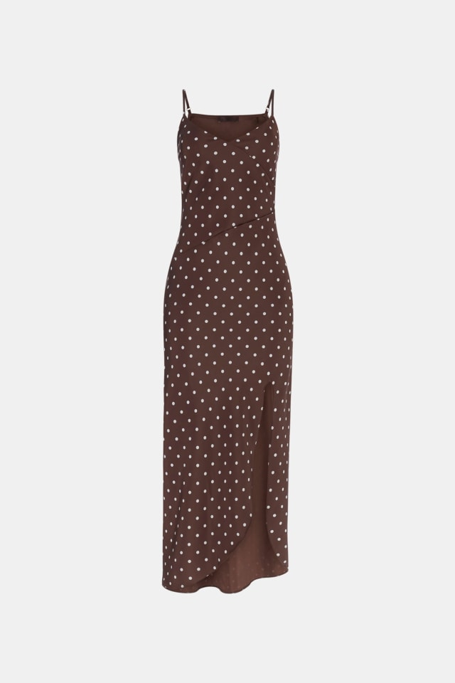Vestido slip às bolinhas