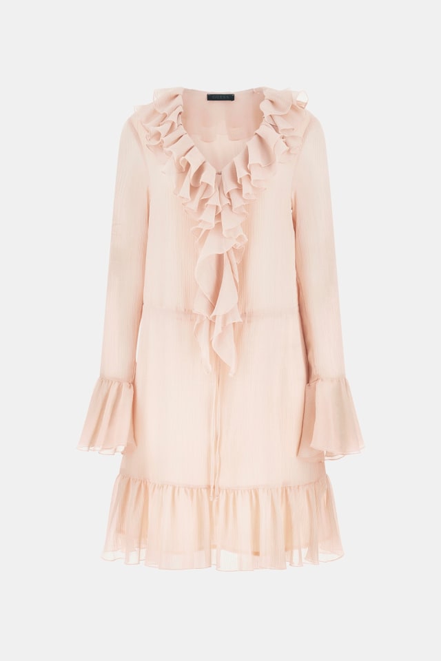 Vestido mini com folhos