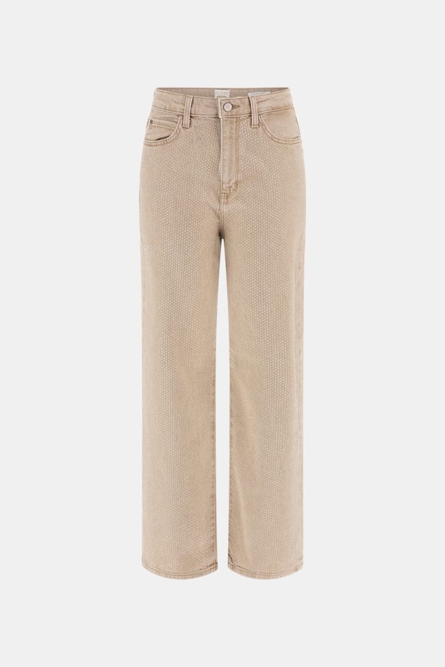 Calça de ganga larga com strass