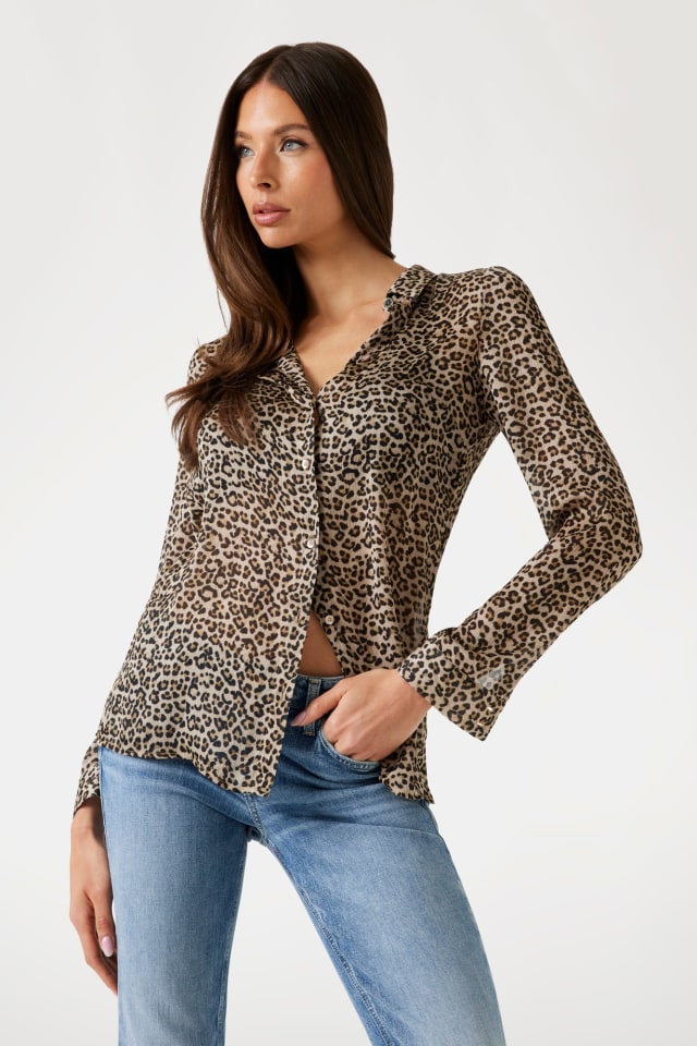 Camicia chiffon stampa leopardata