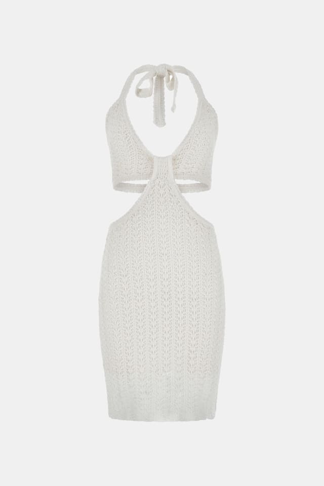 Vestido mini cintado de lurex
