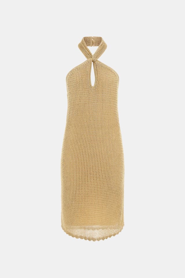 Vestido mini cintado de lurex