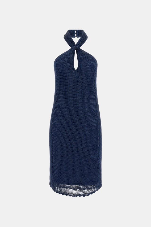 Vestido mini cintado de lurex