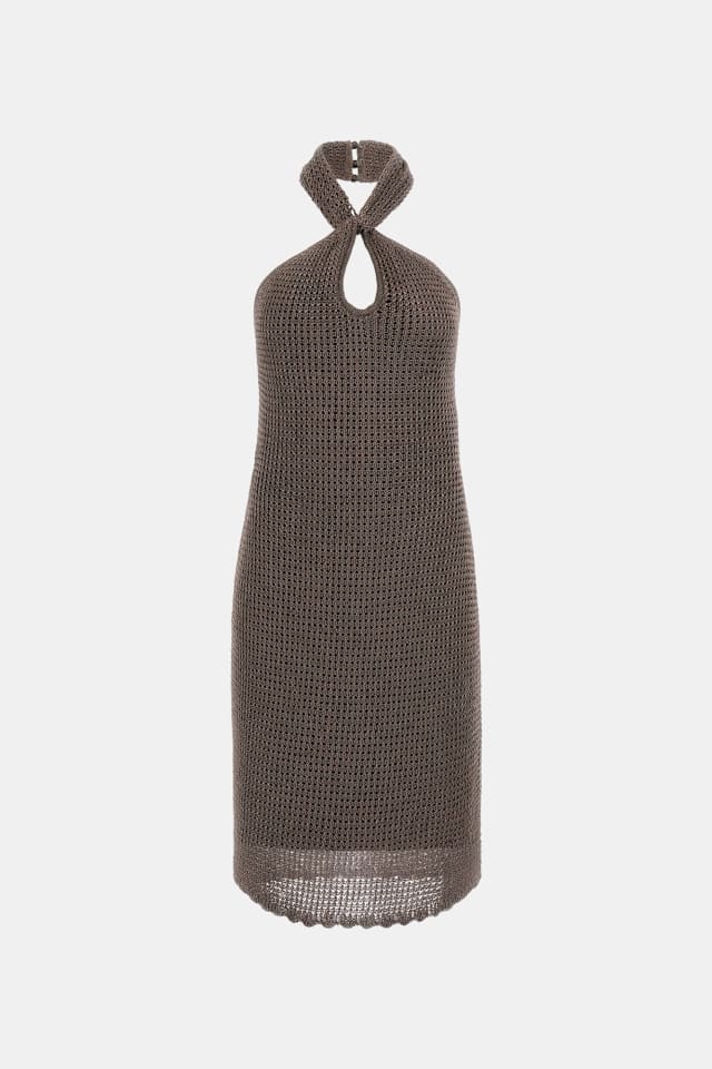 Vestido mini cintado de lurex