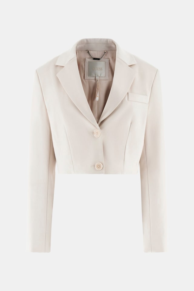 Blazer curto de sarja tailored