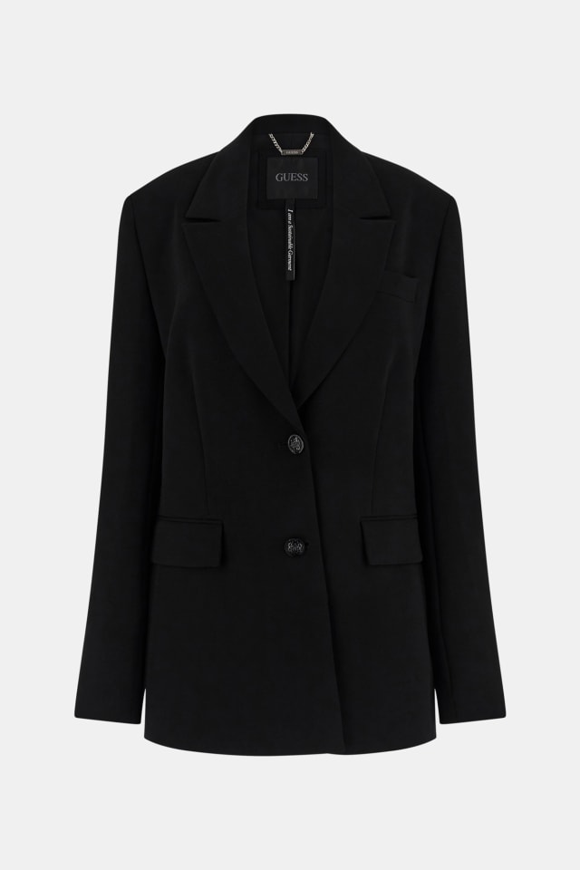 Blazer de abotoamento simples em crepe