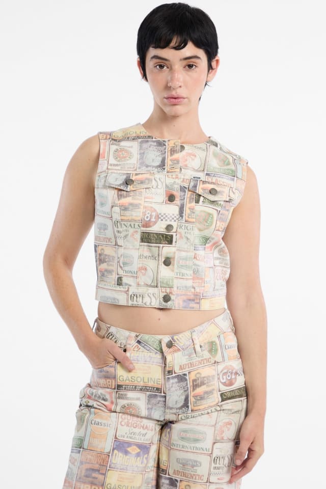 Top vaquero con estampado integral