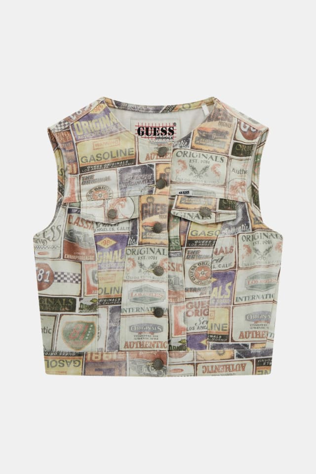 Top vaquero con estampado integral