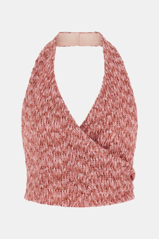 Top halter de malha elástica