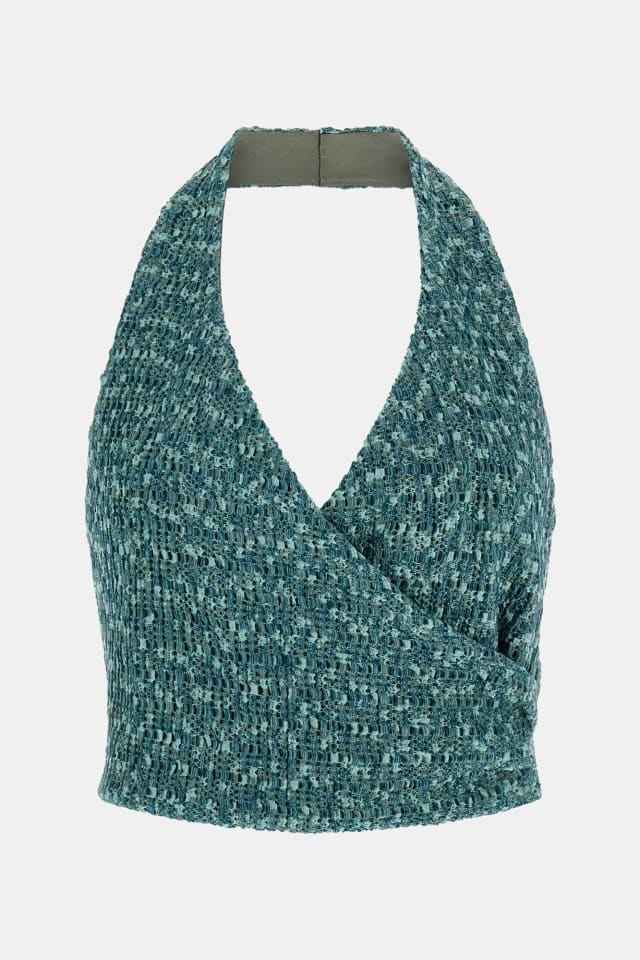 Top halter de malha elástica