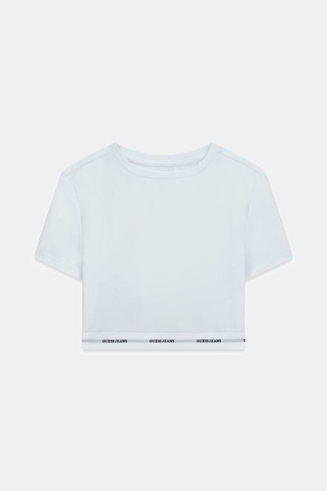Top corto con banda con logotipo