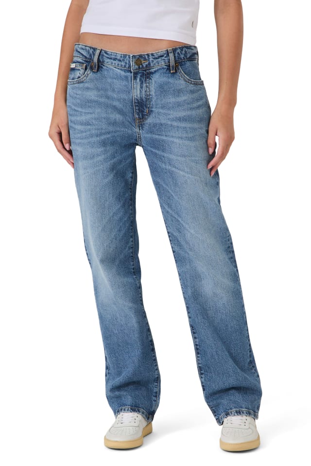 Calça jeans reta de cintura média G08