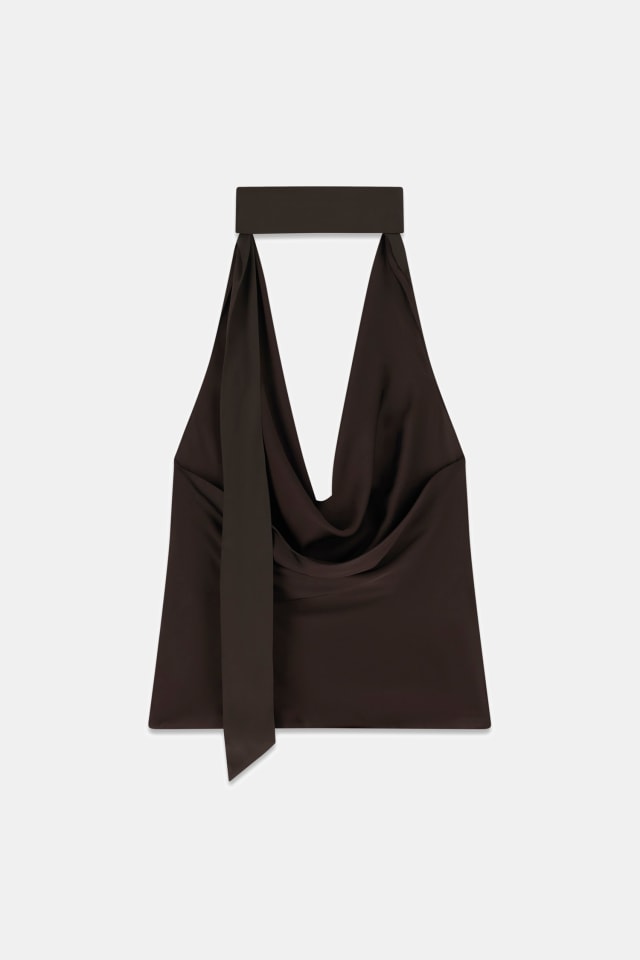 Top cuello halter con foulard Leonie