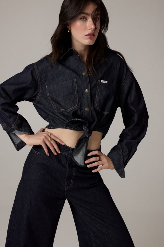 Camicia in denim con nodo