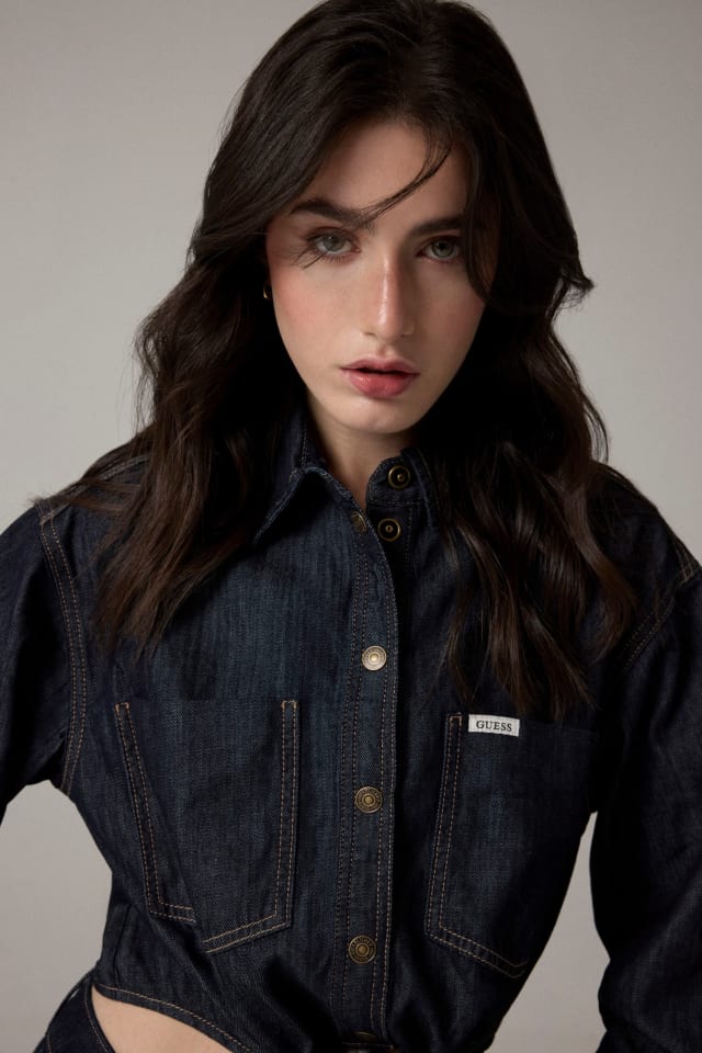 Camicia in denim con nodo