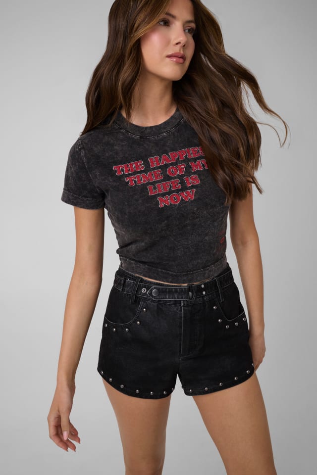Camiseta corta con eslogan