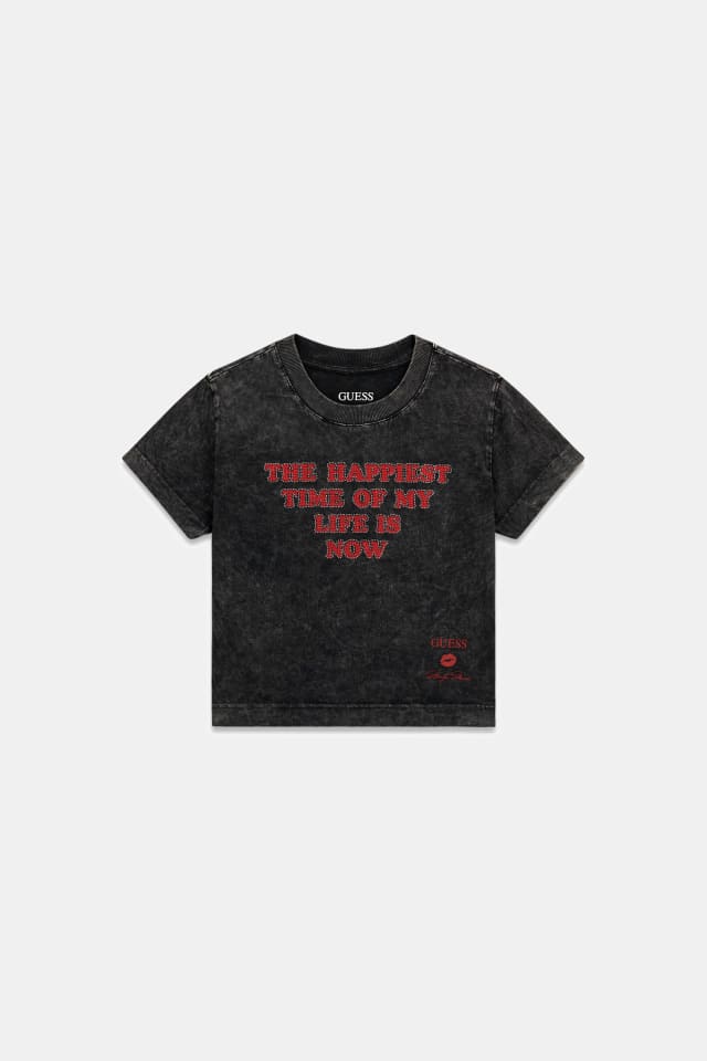 Camiseta corta con eslogan