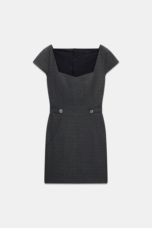 Vestido curto com mangas bufantes