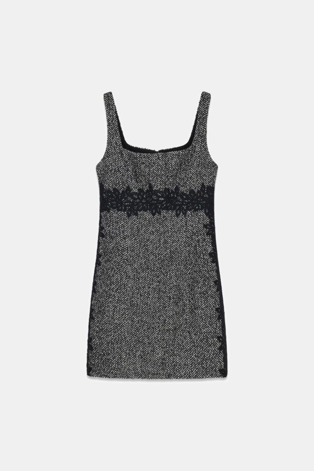 Vestido curto espinha de peixe