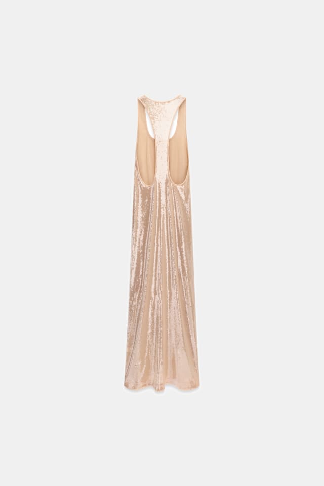Vestido comprido de paetês Leonie