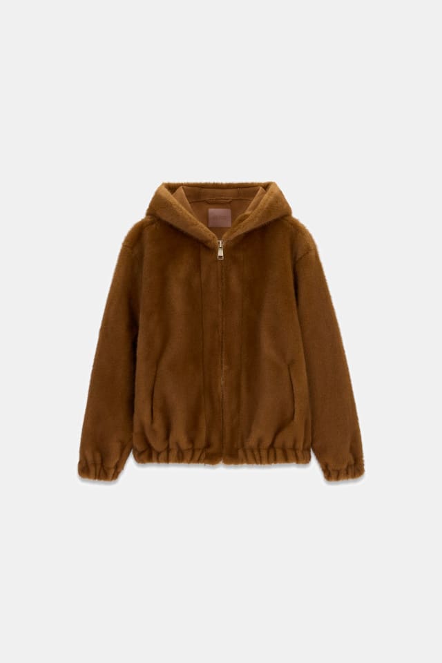 Faux fur hoodie jacket