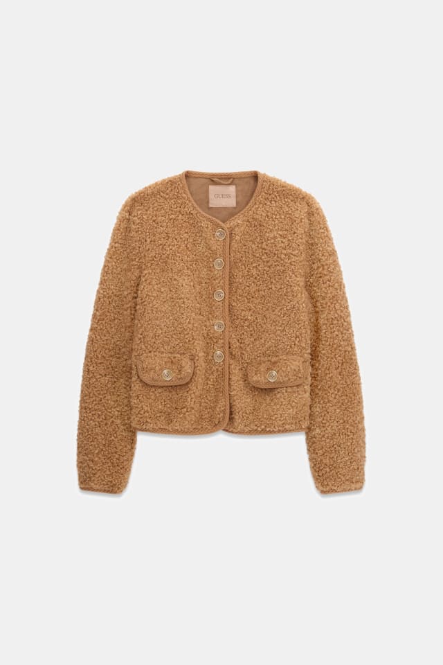 Chaqueta abotonada de imitación de borrego