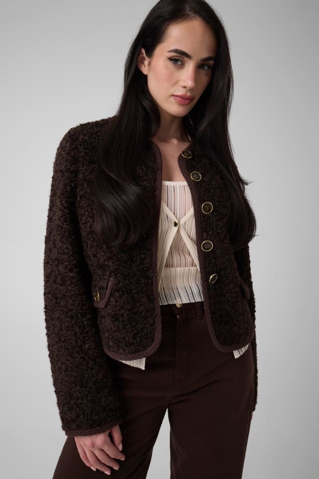 Chaqueta abotonada de imitación de borrego