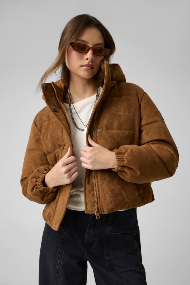 Chaqueta acolchada ante de imitación de ante