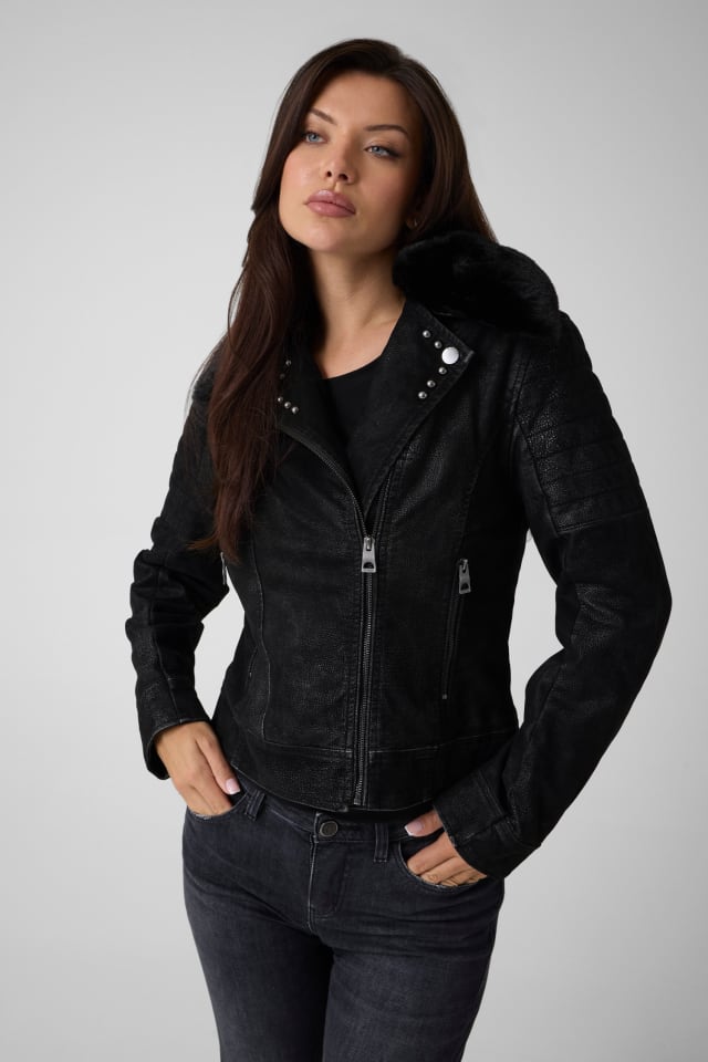 Giacca biker in pelle sintetica