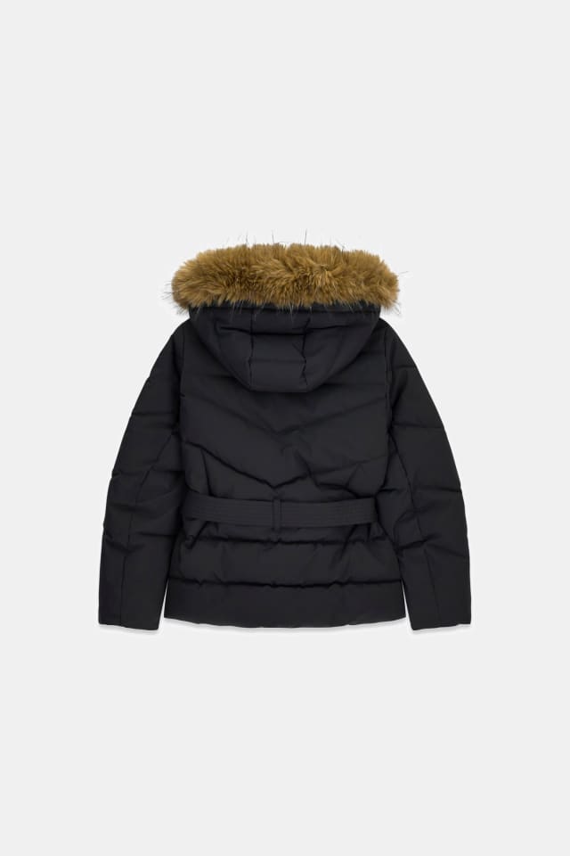 Chaqueta acolchada corta con cinturón