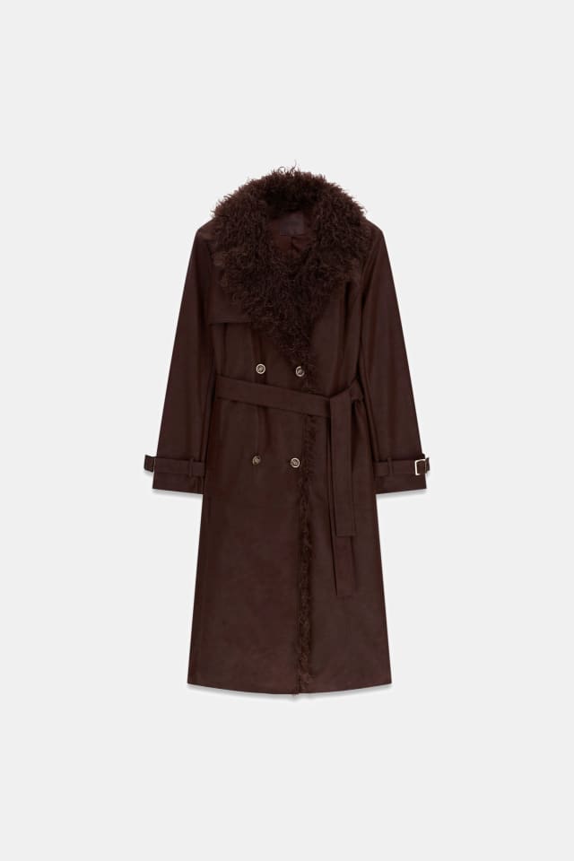 Trench coat de pele sintética